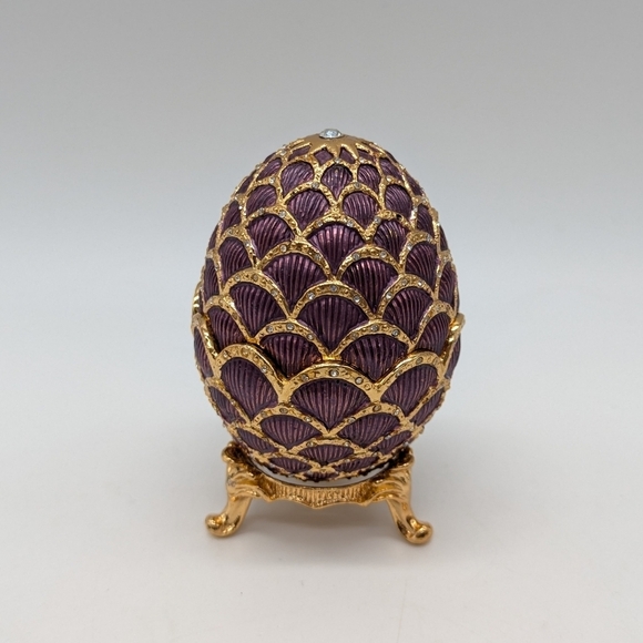 Faberge egg style gold purple decorative trinket container - Picture 1 of 7